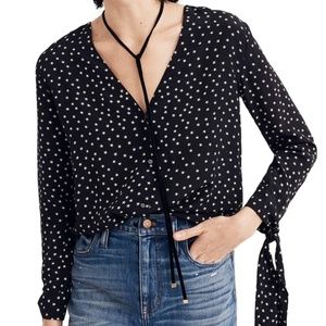 Madewell Silk Star Scatter Tie Sleeve Blouse - XS